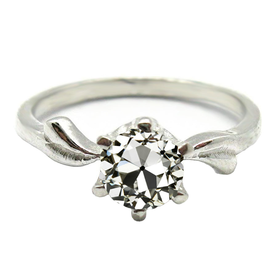 Antique Cushion Fine Diamond ring in 14 Karat White Gold – main view