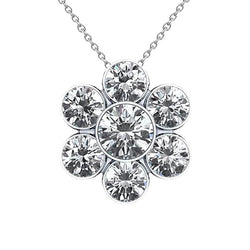 6.00 Carats Round Real Diamond Necklace Pendant White Gold 14K