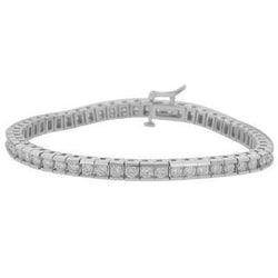 6.05 Carats Sparkling Round Cut Genuine Diamonds Channel Set Bracelet WG 14K