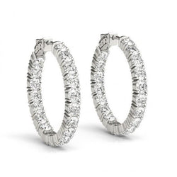 6.10 Ct Sparkling Round Cut Genuine Diamonds Lady Hoop Earrings White Gold