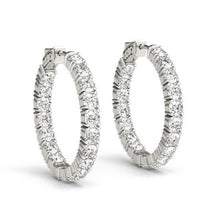 6.10 Ct Sparkling Round Cut Genuine Diamonds Lady Hoop Earrings White Gold