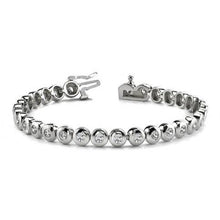 6.20 Ct Round Real Bezel Set Diamond Tennis Bracelet Solid White Gold 14K