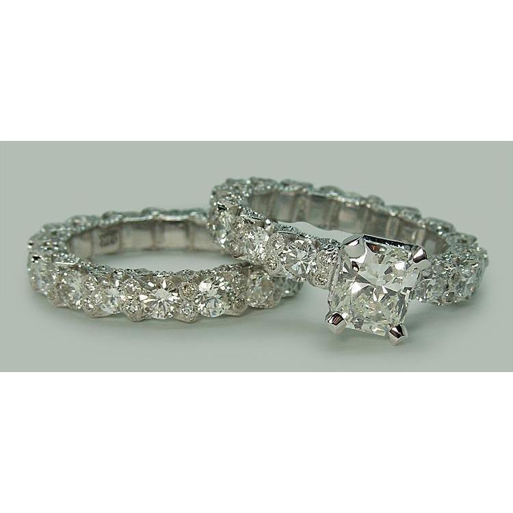 6.25 Carat Natural Diamond Engagement Ring Band Set White Gold 14K