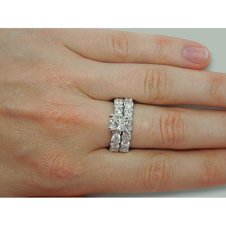 6.25 Carat Natural Diamond Engagement Ring Band Set White Gold 14K3