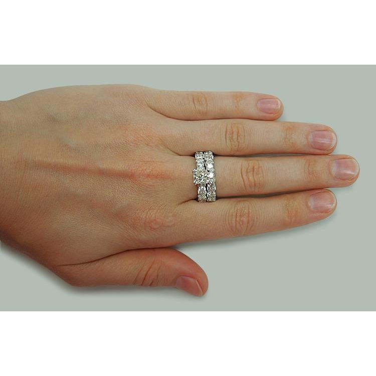 6.25 Carat Natural Diamond Engagement Ring Band Set White Gold 14K4