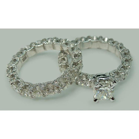6.25 Carat Natural Diamond Engagement Ring Band Set White Gold 14K