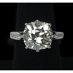 6.25 Carats Cushion Genuine Diamond Old Miner Antique Style Ring