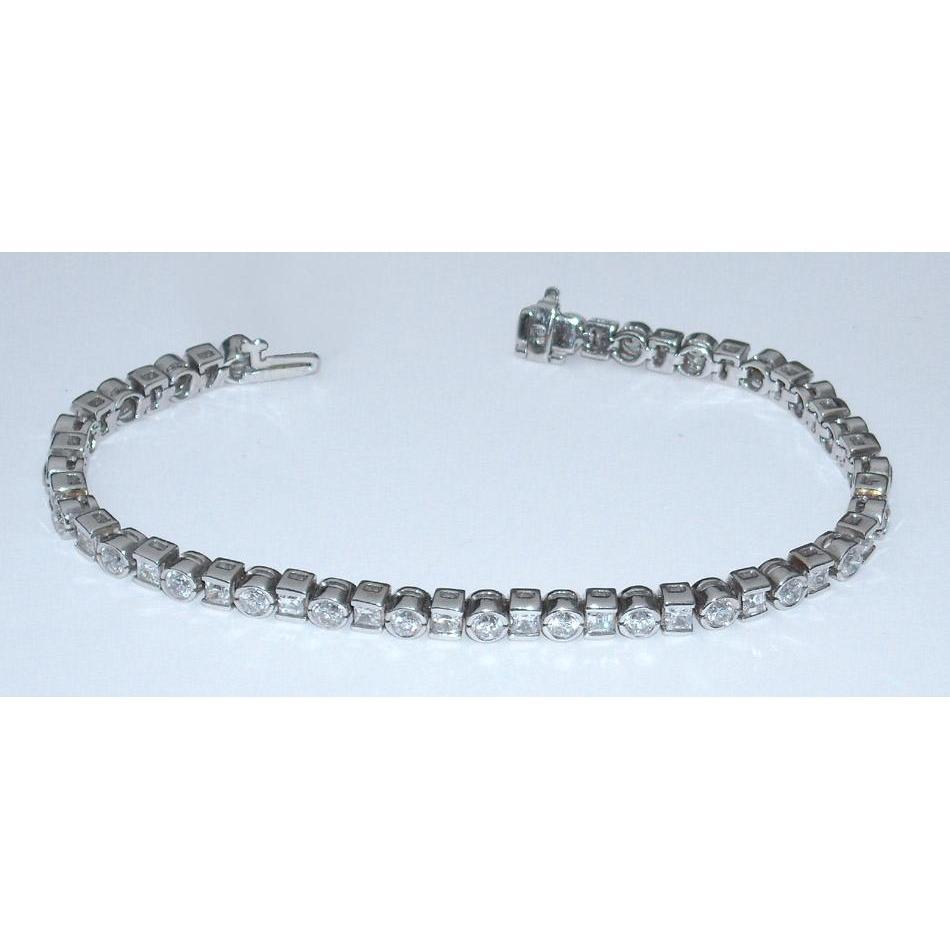 6.25 Carats Genuine Diamond Tennis Bracelet Princess Round Bezel