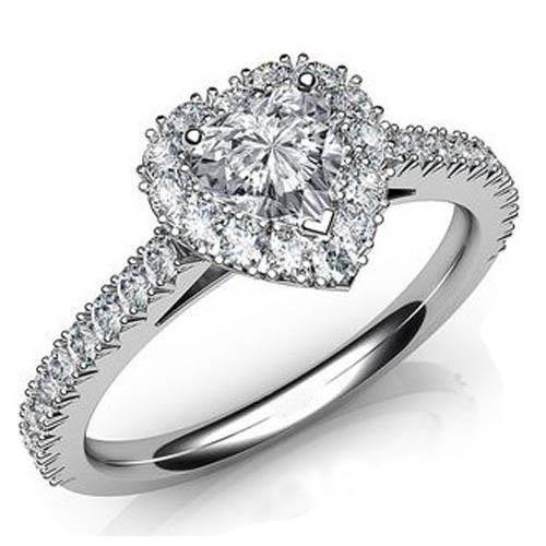 6.25 Carats Heart Cut With Accent Diamond Ring Natural Halo Jewelry Sparkling