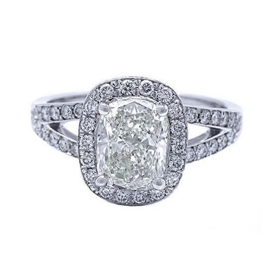 6.26 Carat Double Shank Huge Cushion Halo Real Diamond Ring
