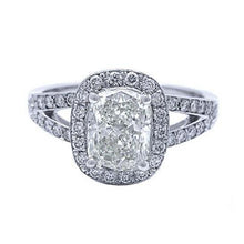 6.26 Carat Double Shank Huge Cushion Halo Real Diamond Ring