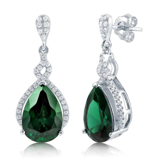 natural round emerald 6.26ct earring front view