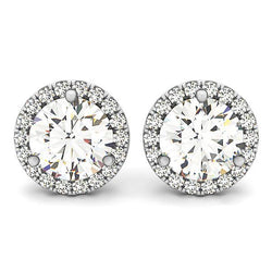 6.30 Carats Round Natural Earth Mined Diamond Women Stud Earrings Pave Halo