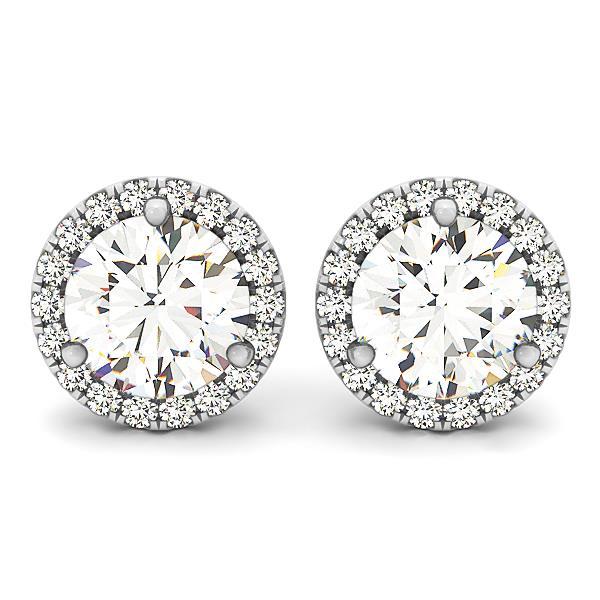 6.30 Carats Round Real Diamond Women Stud Earrings Pave Halo