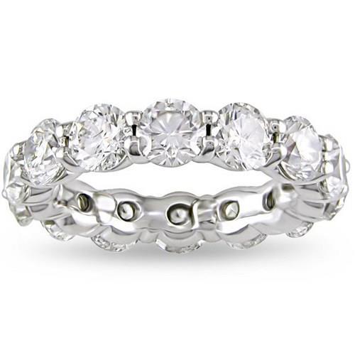 6.30 Carats Round Real Diamonds Eternity Wedding Band White Gold 14K
