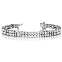 6.30 Carats Sparkling Round Cut Natural Double Row Diamonds Bracelet WG 14K