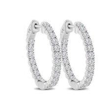 6.40 Ct Round Cut Real Sparkling Diamonds Lady Hoop Earrings White Gold