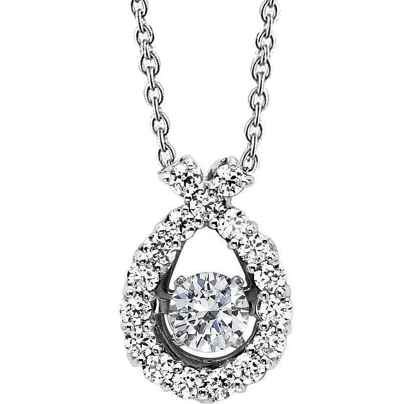 6.5 Carats Round Real Diamond Pendant White Gold 14K Prong Set