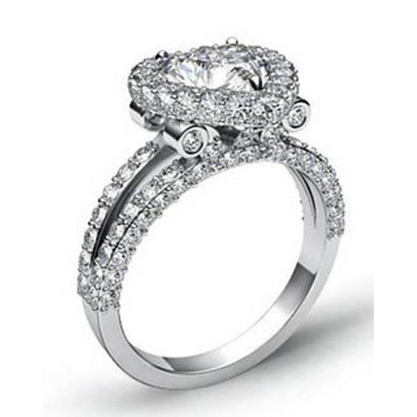 6.50 Carats Gorgeous Heart Cut Halo Genuine Diamond Ring Gold 14K