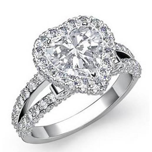 6.50 Carats Gorgeous Heart Cut Halo Genuine Diamond Ring Gold 14K