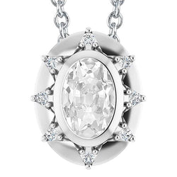 6.50 Carats Oval Old Miner Halo Women Natural Diamond Pendant Bezel Star Style