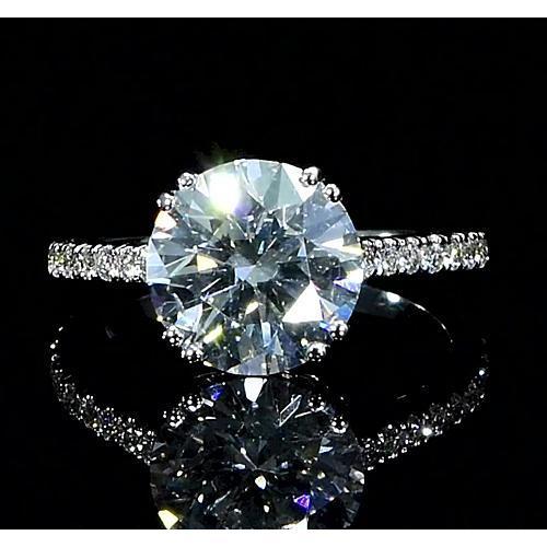 6.50 Carats Women Natural Diamond Ring Solitaire With Accents