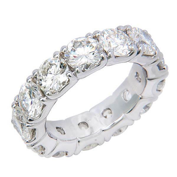 6.50 Ct Round Prong Set Real Diamond Eternity Band Women Gold Jewelry