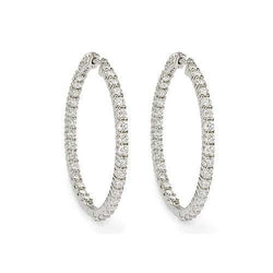 6.50 Ct. Brilliant Cut Sparkling Natural Diamonds Women Hoop Earrings Gold