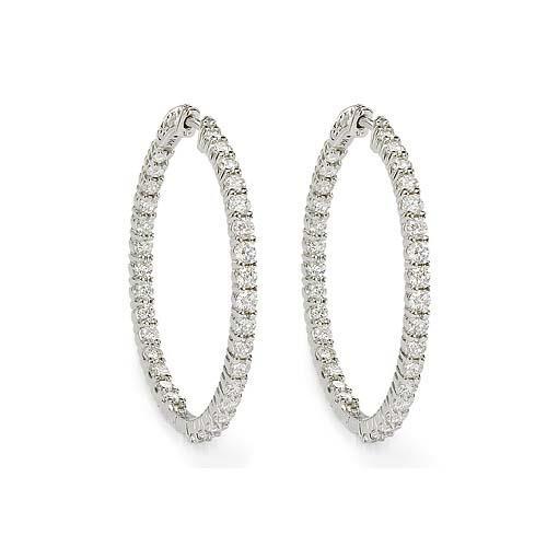 6.50 Ct. Brilliant Cut Sparkling Natural Diamonds Women Hoop Earrings Gold