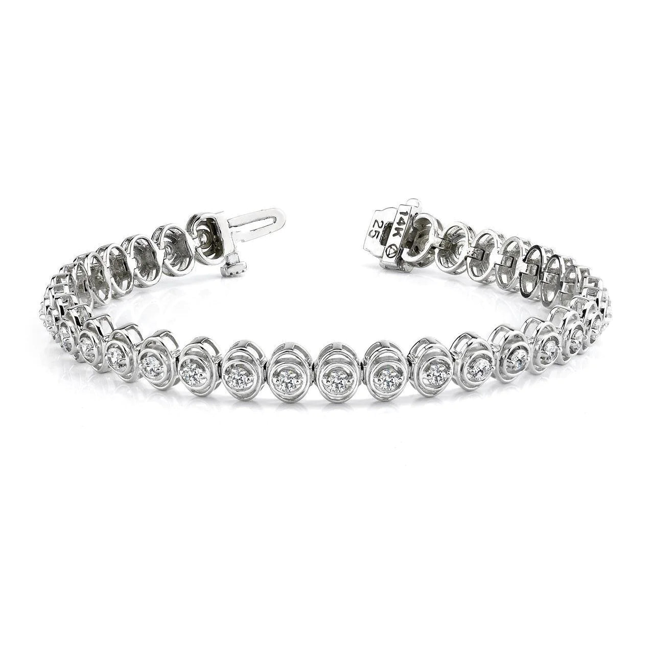 6.60 Carats Round Cut Real Diamond Link Bracelet White Gold 14K Jewelry