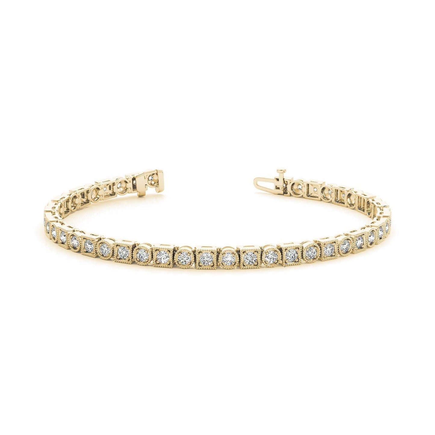 6.60 Carats Round Cut Real Diamond Tennis Bracelet Yellow Gold 14K