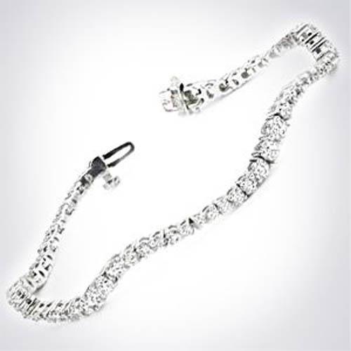 6.60 Ct Round Real Diamond Bracelet Solid White Gold Sparkling