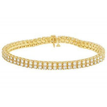 6.70 Carats Double Row Genuine Diamonds Tennis Bracelet Yellow Gold 14K