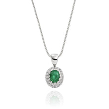6.70 Carats Green Emerald & Diamond Gemstone Necklace Prong 14K White Gold