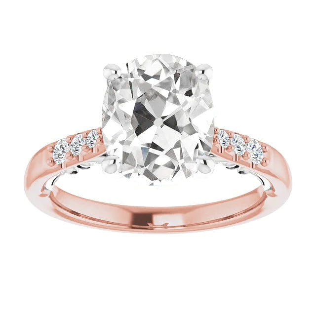 6.75 Carats Engagement Round & Cushion Real Old Mine Cut Diamonds Filigree