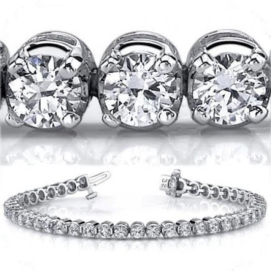 6.75 Carats Genuine Diamonds Prong Set Tennis Bracelet White Gold