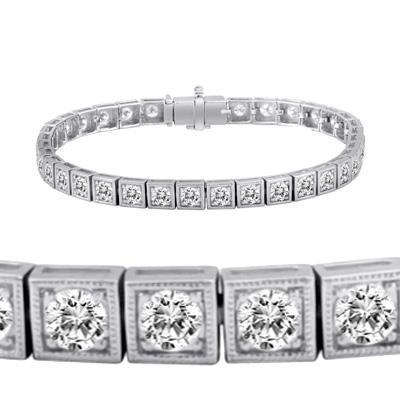 6.80 Carats Round Real Diamond Tennis Bracelet Gold White 14K Women Jewelry