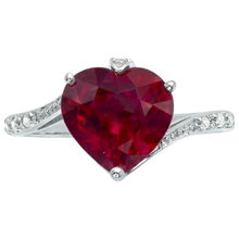 7.20 Ct Heart Cut Red Ruby And Round Natural Earth Mined Diamond Ring Gold White 14K
