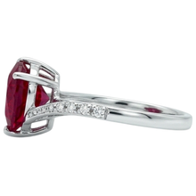 7.20 Ct Heart Cut Red Ruby And Round Natural Earth Mined Diamond Ring Gold White 14K