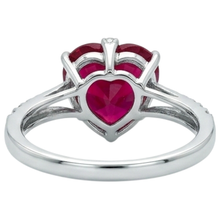 7.20 Ct Heart Cut Red Ruby And Round Natural Earth Mined Diamond Ring Gold White 14K