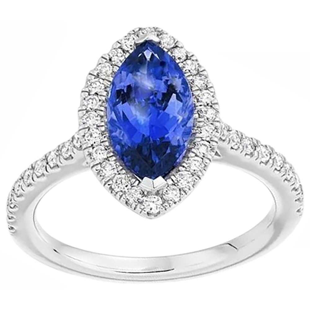 natural round tanzanite 7.25ct ring side angle