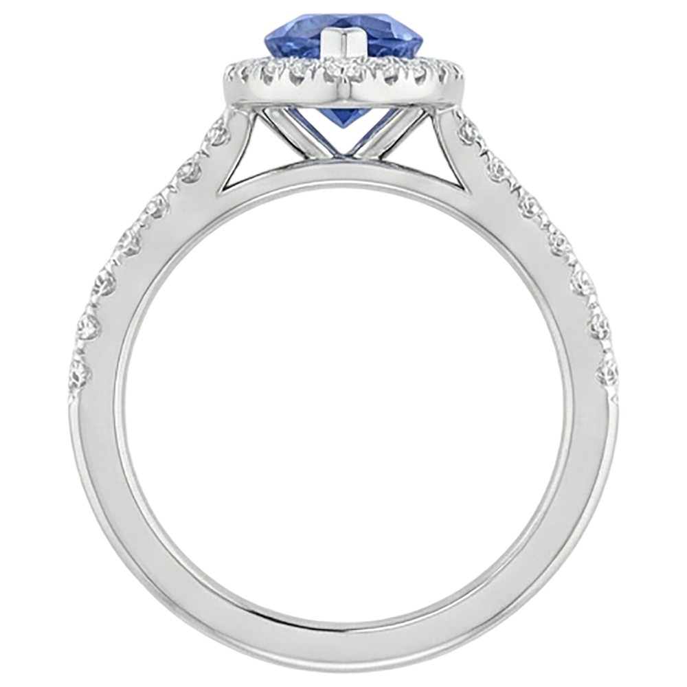 natural round tanzanite 7.25ct ring with diamond accents