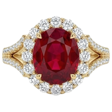 7.25 Carats Oval Red Ruby With Natural Earth Mined Diamond Wedding Ring Yellow Gold 14K