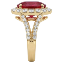 7.25 Carats Oval Red Ruby With Natural Earth Mined Diamond Wedding Ring Yellow Gold 14K