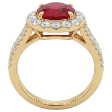 7.25 Carats Oval Red Ruby With Natural Earth Mined Diamond Wedding Ring Yellow Gold 14K
