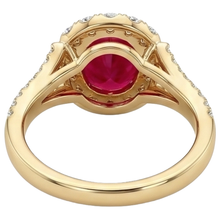 7.25 Carats Oval Red Ruby With Natural Earth Mined Diamond Wedding Ring Yellow Gold 14K