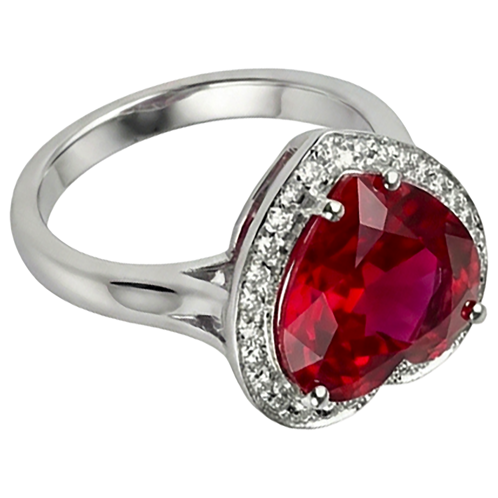 7.25 Ct 14K Gold Nice Gemstone Ring Red Ruby With Natural Earth Mined DIAMOND ( NOT LAB GROWN ) Jewellery