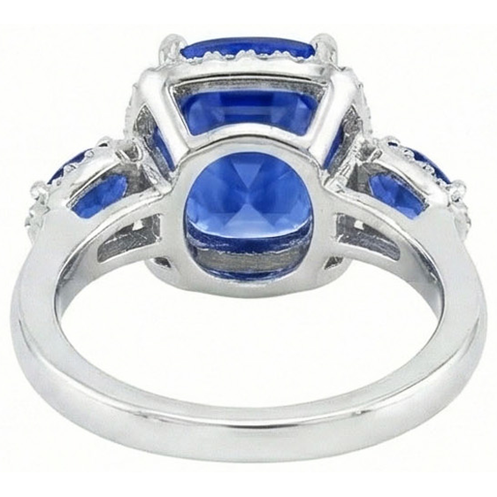 natural round sapphire 7.25ct ring profile view