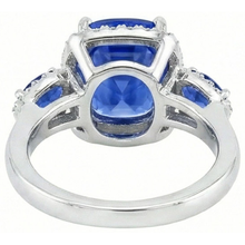 natural round sapphire 7.25ct ring profile view