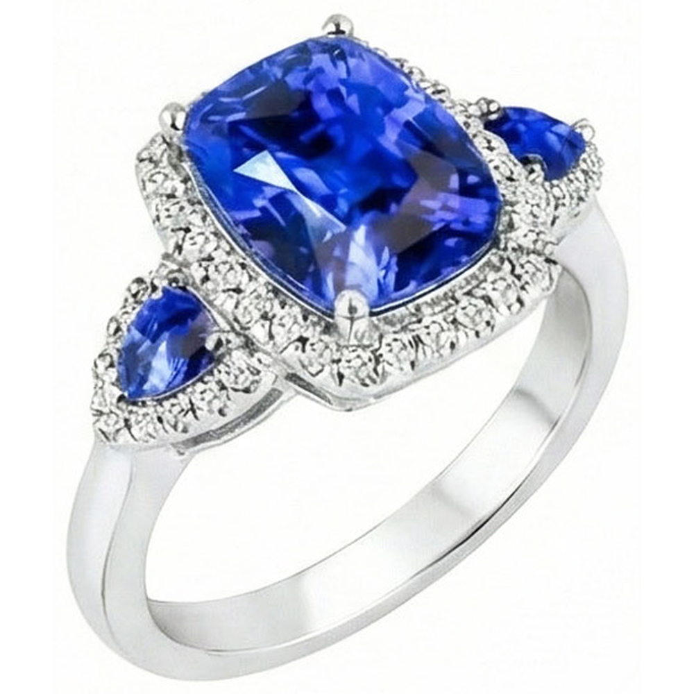 natural round sapphire 7.25ct ring close up detail